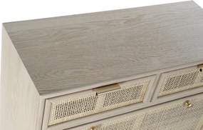 Pantofar din lemn de paulownia, natur, cu 4 sertare și panouri din ratan împletit, finisaj natural, 120 x 70 x 32 cm, „Sully”