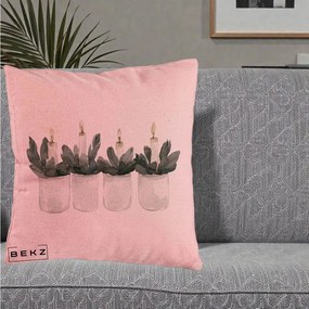 Perna Decorativa Lumanari Advent in Borcane, 40x40 cm, Roz, Husa Detasabila, Perna Inclusa, BEKZ®