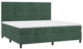 Pat box spring cu saltea, verde inchis, 200x200 cm, catifea Verde inchis, 200 x 200 cm, Benzi orizontale