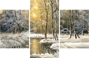 Tablou - Cabană în pădure, pictură în uei (90x60 cm)
