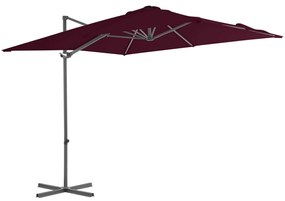 vidaXL Umbrelă în consolă cu stâlp din aluminiu, bordo, 250x250 cm