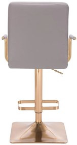 HC1015WP Pătrat Scaun Gri Piele Ecologica Bază Aurie