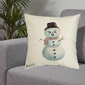 Perna Decorativa Om de Zapada Kawaii Haios, 40x40 cm, Ecru, Husa Detasabila, Perna Inclusa, BEKZ®