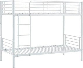 Pat supraetajat BUNKY 90x200, alb, metal, cu somiera