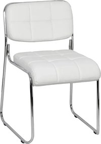 Scaun de așteptare alb HRC 608 din piele ecologică și cadru metalic suprapozabil
