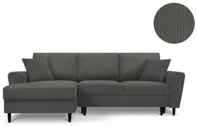 Colțar din catifea cu șezlong pe partea stângă Kooko Home Jazz, gri închis