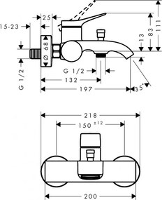 Baterie cada, Hansgrohe Vivenis Original, bronz periat, 75423140
