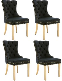 Set de 4 scaune de sufragerie tapițate în catifea, Negru | Aosom Romania