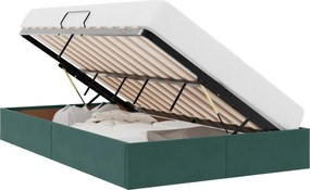 vidaXL Pat cu storage cu headboard Verde închis 120 x 200 cm Catifea