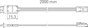 Conector de alimentare GTV pentru bandă LED, 8 mm, 600 LED 5 m, Mini AMP, cablu 2 m Plastic, Alb, 2 m