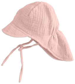 Sapca pentru copii  din muselina cu cozoroc si protectie gat Kidizi Maitre Ash Pink 3-18 luni