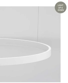 Lustra LED design circular cu iluminat sus si jos ELOWEN alb, diametru 98cm