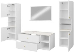 Mobilier baie Kiago III (Negru mat + Marmură Negru + auriu) . 1103963