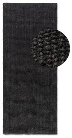 Covor tip traversă negru din iută 80x200 cm Bouclé – Hanse Home