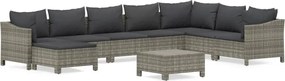 vidaXL Set mobilier de grădină cu perne, 9 piese, gri, poliratan