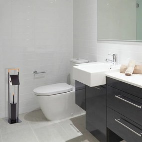 Suport pentru hârtie igienică cu perie Spirella Chic 75 x 19 x 19 cm, negru