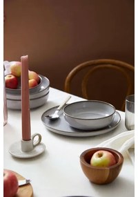 Set de masă 12 piese, gri, porțelan