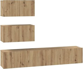 vidaXL Set comodă TV Pe perete 4 pcs Stejar Artizanal Lemn compozit