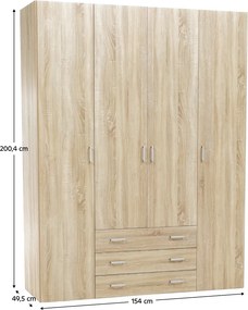 Dulap, 4 uşi, stejar sonoma, GWEN 70429