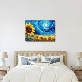 Tablou pe sticlă - Pictura floarea-soarelui (70x50 cm)