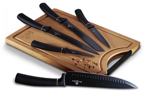 Set cutite otel inoxidabil (6 piese) cu tocator din bambus Black Rose Collection Berlinger Haus BH 2550