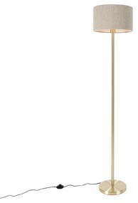 Lampă de podea alamă cu abajur boucle taupe 35 cm - Simplo