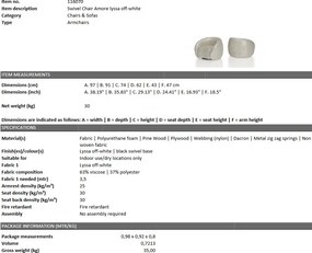 Fotoliu pivotant design elegant LUX Amore, lyssa off-white 116070 HZ