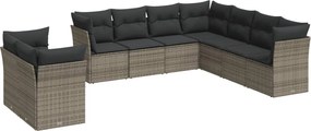 vidaXL Set canapele de grădină, 9 piese, cu perne, gri, poliratan