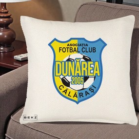 Perna Personalizata AFC Dunarea Calarasi 2005 Fotbal, 40x40 cm, Crem Reliefat, Husa Detasabila, Perna Inclusa, BEKZ®