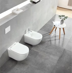 Set vas WC suspendat Inter Ceramic alb lucios cu capac