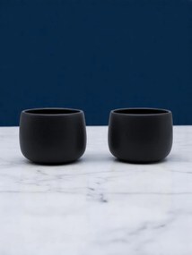 Set 2 Pahare Cafea NOVUM Vulcano Cappucino (Negru Carbon Mat 330ml) Flat White, Latte, Cappucino