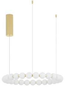 Lustra LED suspendata, dimabila, deosebita design lux PERLA opal, auriu 62cm