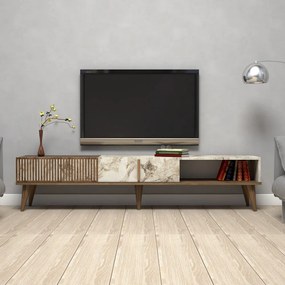 Comodă TV în culoare naturală cu aspect de marmură 180x40 cm Milan – Kalune Design