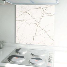 Panou Sticla Bucatarie, 100x100cm, Protectie aragaz, Antistropi, Termorezistent, Abstracte, Marble, White Brown Lines Marble
