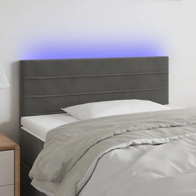 3121783 vidaXL Tăblie de pat cu LED, gri închis, 80x5x78/88 cm, catifea