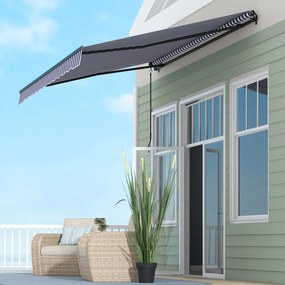 Outsunny Șuncă de soare Markiză Terasă, inclusiv Manivelă, rezistent la intemperii, 350 cm x 290 cm, Albastru + Alb | Aosom Romania