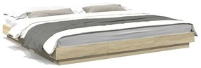 3281079 vidaXL Cadru de pat cu LED stejar sonoma 180x200 cm lemn prelucrat