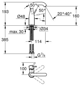 GROHE 23463001 - Baterie pentru lavoar ESSENCE, mărime M, crom lucios