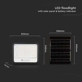 Proiector solar LED dimabil LED/300W/3,2V IP65 15000 mAh negru + telecomandă