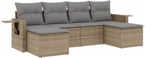 vidaXL Set canapele de grădină cu perne, 6 piese, bej, poliratan