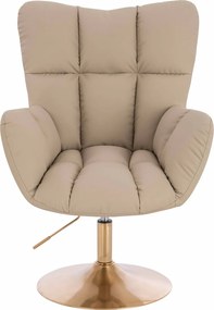 HR650N Scaun Crem Piele Ecologica Premium Soft cu Bază Aurie