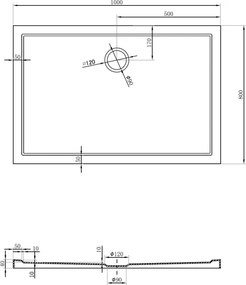 Mexen Flow cadă de duș dreptunghiulară slim 100 x 80 cm, alb lucios - 46R108010