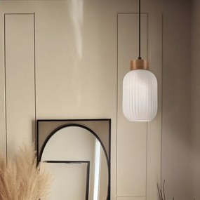 Lustră pe cablu HARMA 1xE27/15W/230V d. 14 cm alb/stejar