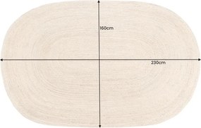 Covor oval din iuta, fabricat manual din fibra naturala, PURE NATURE 160x230cm