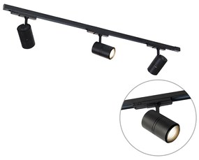 Sistem de șine negru cu LED reglabil 3 lumini trifazate dreapta - Ruler 38