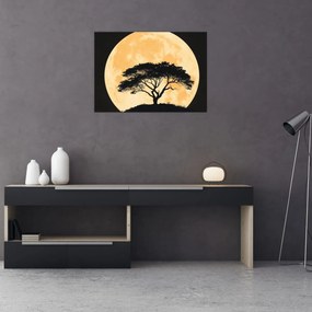 Tablou pe sticlă – Arbore în lună plină aurie II. (70x50 cm)
