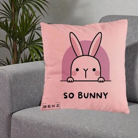Perna Decorativa So Bunny Kawaii, 40x40 cm, Roz, Husa Detasabila, Perna Inclusa, BEKZ®