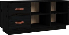 vidaXL Bancă pentru pantofi, negru, 100x34x45 cm, lemn masiv de pin