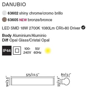 Aplica LED pentru oglinda baie moderna IP44 DANUBIO 18W 63605