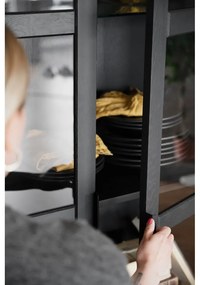 Vitrină neagră din lemn masiv de stejar 95x195 cm Everett - Rowico